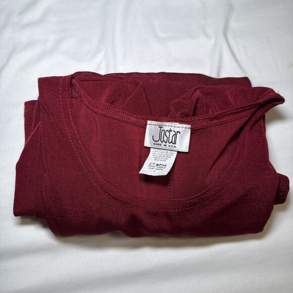 Jostar Dress Short Sleeve Stretch Travel Fabric Size Large Maroon Cranberry EUC - Picture 11 of 11